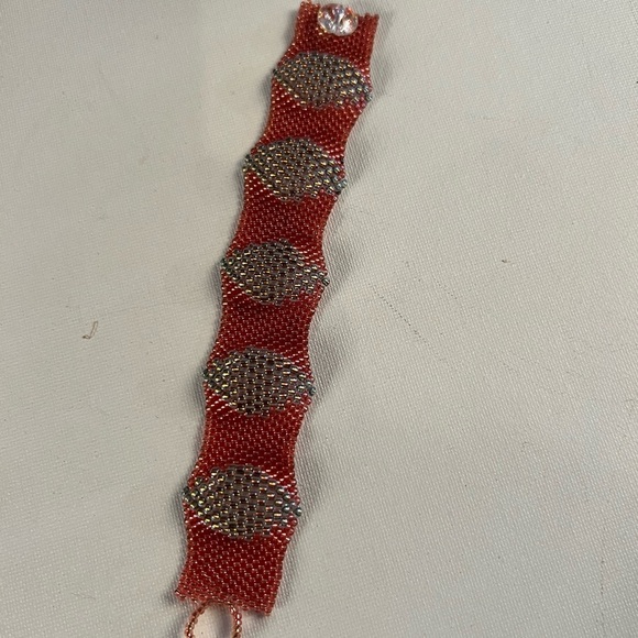 Hand beaded cuff bracelet. - Picture 3 of 3